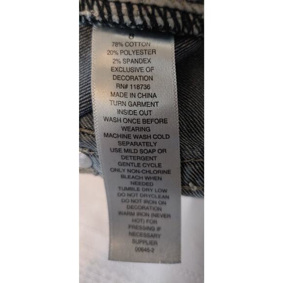 ANA Blue Denim Capris Jeans Women's SIZE 8 BLING Y2K Rhinestones Embellished 8 - Picture 13 of 14